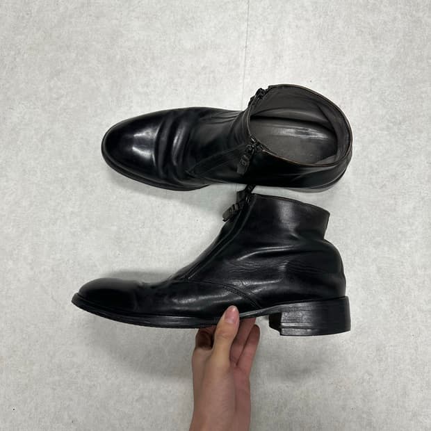 알마니 더블 지퍼 레더 부츠