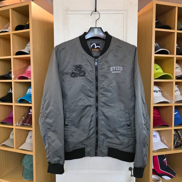 에비수 용 자수 봄버 자켓 그레이 (110)