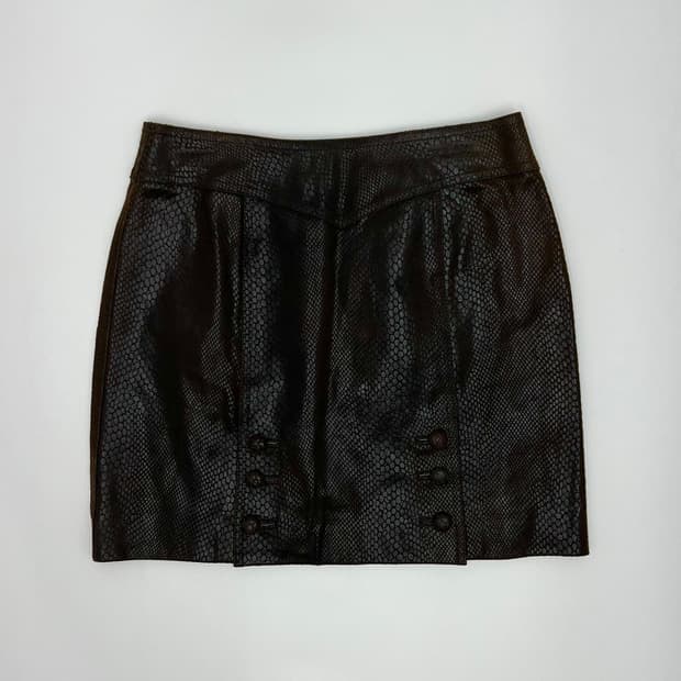 브라운 돈피 파이톤 패턴 스커트