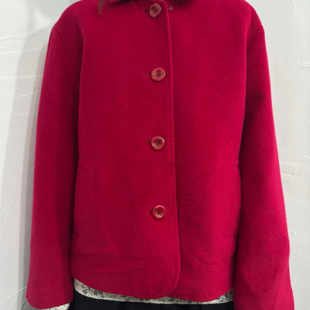 red button wool jacket