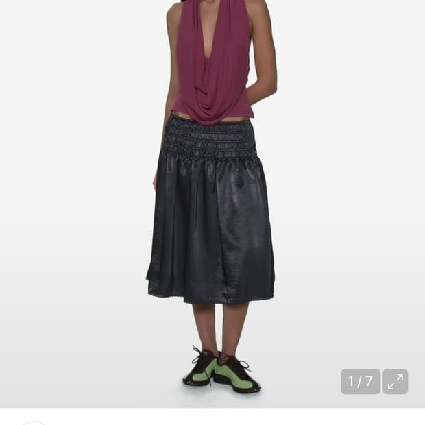 레이스 트림 스모킹 미디 스커트 차콜 s사이즈