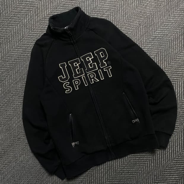 Jeep 스피릿 빅로고 스웻 트랙 집업 자켓 블랙y 5775