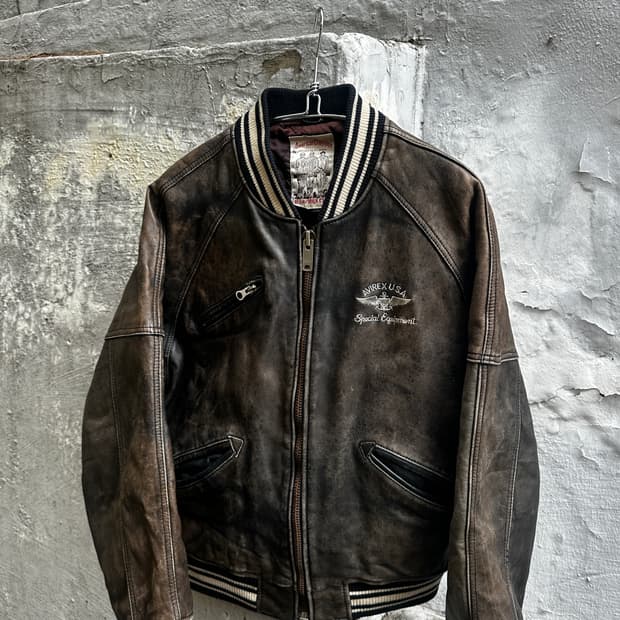 아비렉스 avirex 90s 아이콘 에이징 바시티 레더자켓