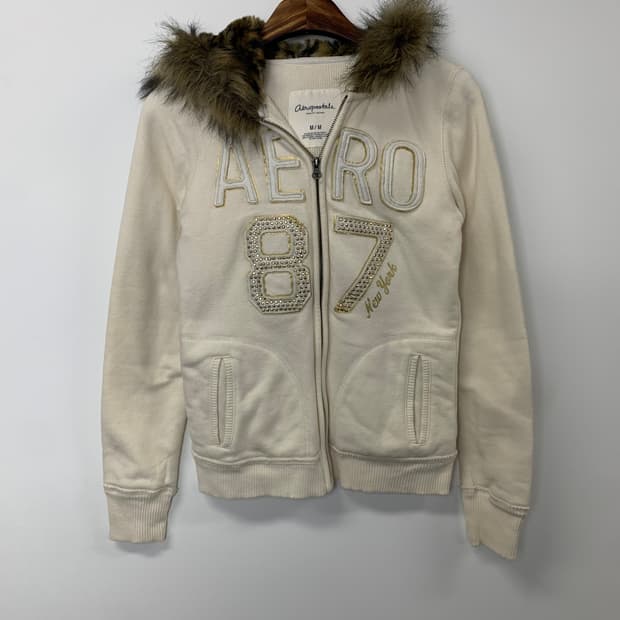 Vintage 빈티지 y2k 와투케 울프죠 크림 후드집업