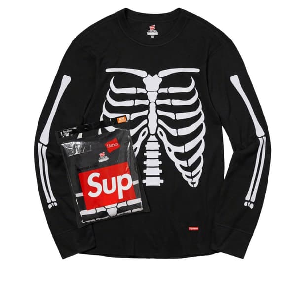 Supreme 슈프림 헤인즈 본즈 써멀 크루 블랙 