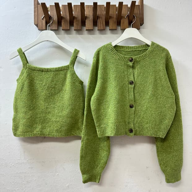 💚일본빈티지 멜란지 그린 니트 뷔스티에 & 니트 투피스 셋업