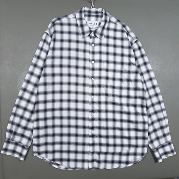 XL) 솔리드옴므 우영미 신형 21ss 포켓 체크 플란넬 셔츠 남방