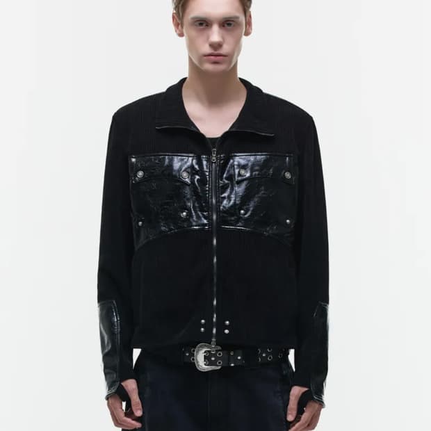 오퍼스0012 컴벳 레더패치 니트집업 M사이즈