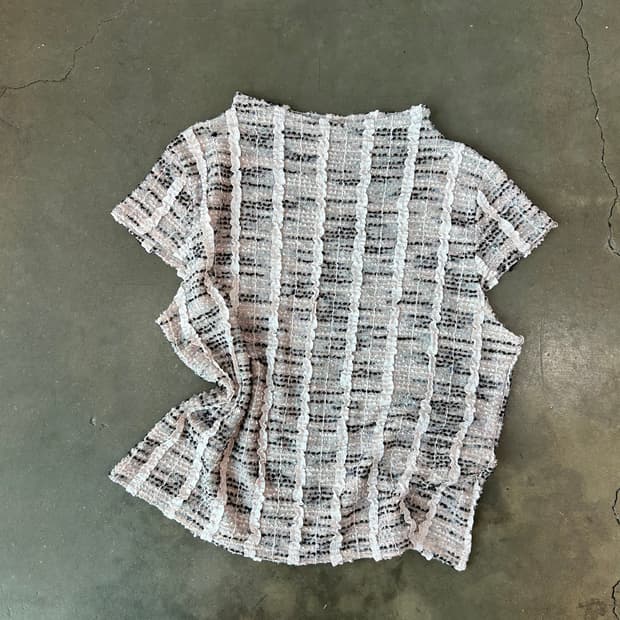 트위드 스팽글 디테일 탑