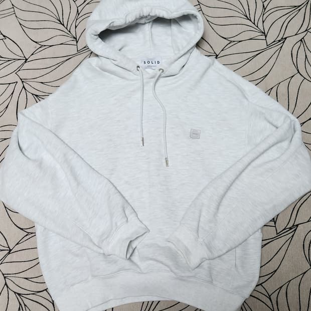 솔리드옴므 백로고 그레이 후디 48 오버핏