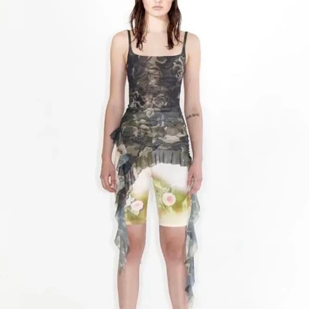 open yy 카모 frill tank top