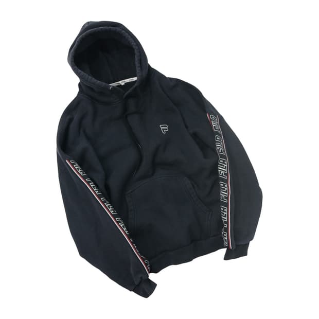 FILA 휠라 빈티지 사이드라인 로고 테이핑 후드 티셔츠 M