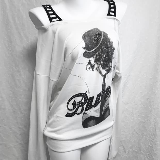 빈티지 갸루 펑크 레이어드 오프숄더 롱슬리브 탑