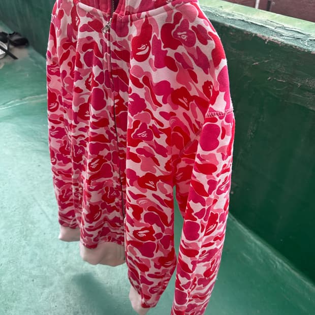 2XL BAPE 더블 샤크 풀집 후디 ABC 카모 핑크 A Bathing