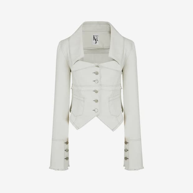 카시코 우먼 데님 스퀘어 넥 트러커 자켓 M