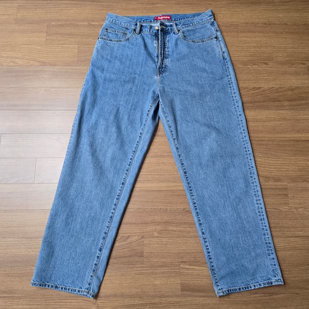 (32) 25fw 슈프림 배기 진 워시드 인디고 팬츠