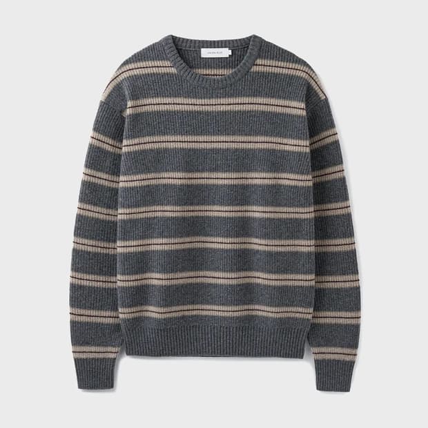 유니온블루 하버 스트라이프 니트 러스티 차콜 L사이즈