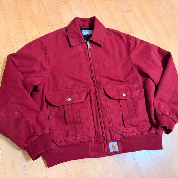 [웍스아웃 정품] 칼하트 WIP 스탠튼 자켓 스칼렛 스톤 워시드 (M)