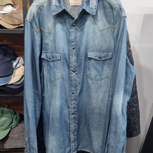 시리즈 FIVER (코오롱정품) 봄가을 똑딱이 데님셔츠 xL(105)