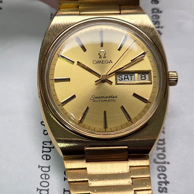 레어] 빈티지 오메가 씨마스터 고구마 데이데이트 올금장 뻐뻐시 브레이슬릿