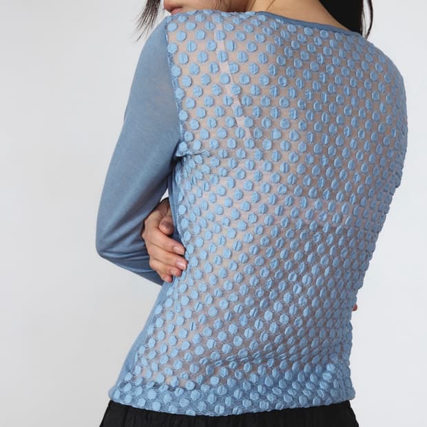 아모르사이 Back dot long sleeve BLUE 