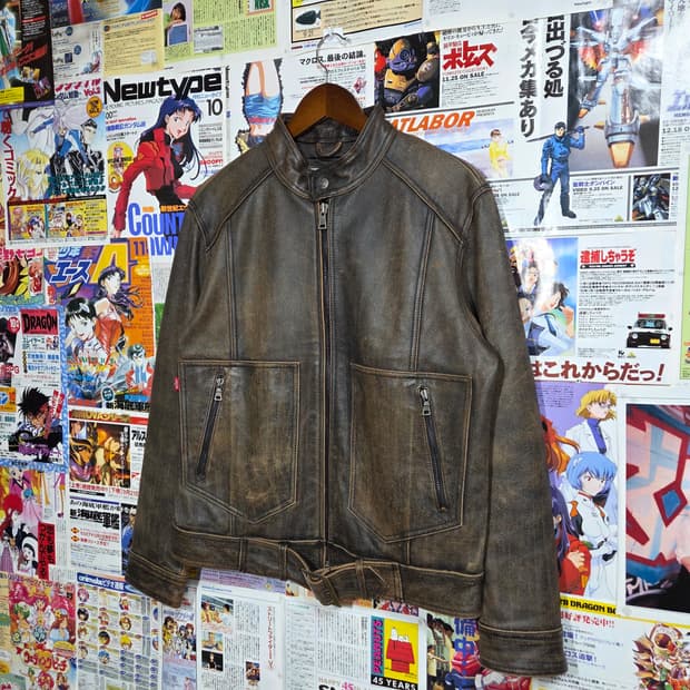 리바이스 싱글레이서 벨티드 브라운 소가죽 자켓