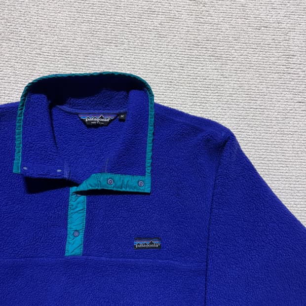80s USA 파타고니아 신칠라 스냅티 블루퍼플 M