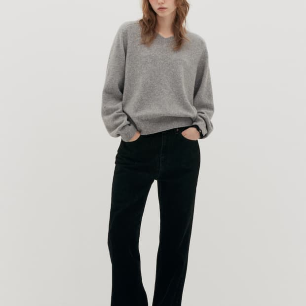 로우클래식 라쿤 울 브이넥 니트 스웨터 M