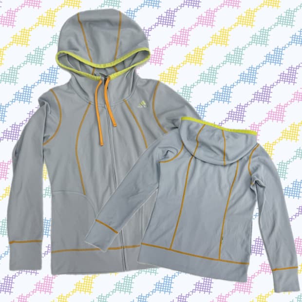 재팬 아디다스 그레이 네온 스티치 후드집업 져지 데코라 스포티  