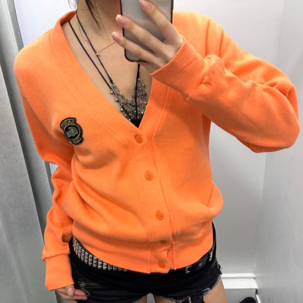 라코스테 네온오렌지 가디건