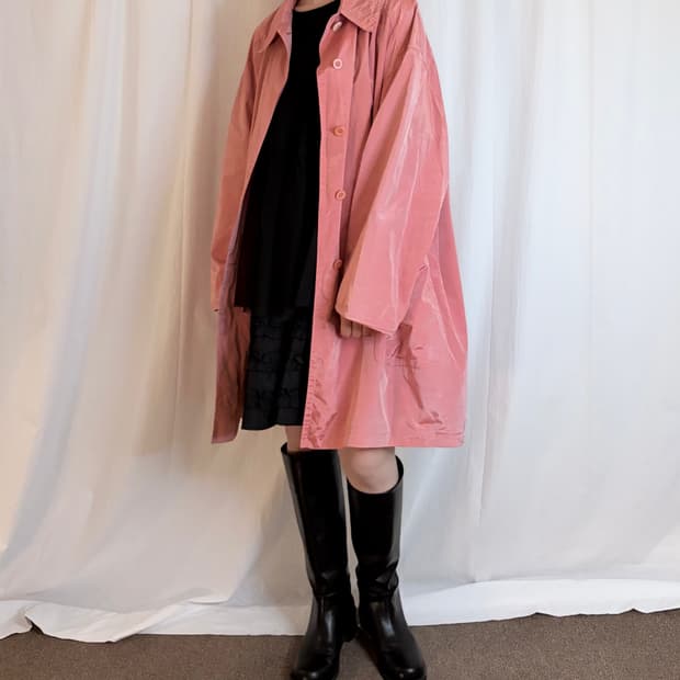 Nylon Raglan Midi Coat - Pink