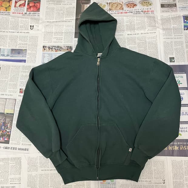 [XL] 90s USA 빈티지 러셀 후드집업 포레스트 그린