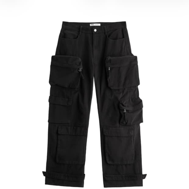 ZARA UTILITY POCKET PANTS BLACK EUR 38