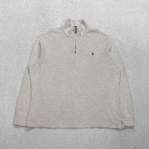 폴로 랄프로렌 포니 로고 하프 집업 니트 아이보리
