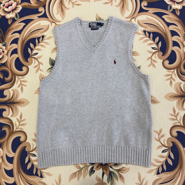 (M)00s 폴로 랄프로렌 코튼 니트베스트(그레이)