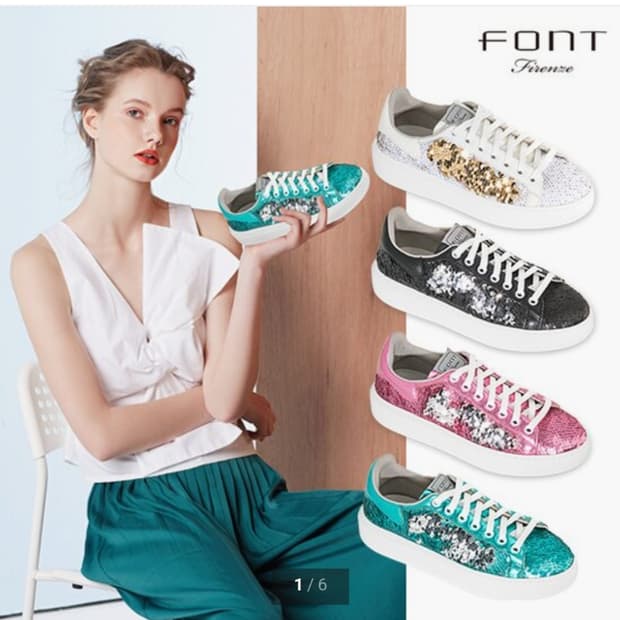 FONT Firenze 폰트 스팽글 스니커즈