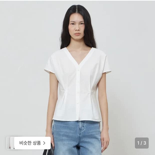 노티아 V-NECK PLEATS BLOUSE - WHITE S