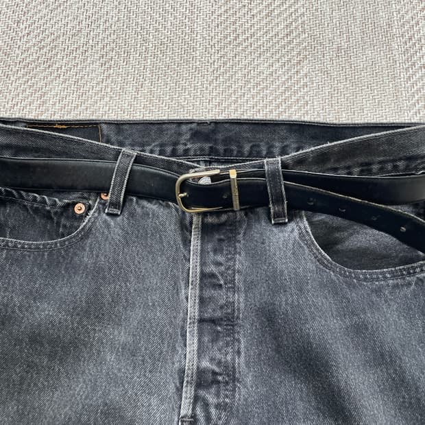 피에르가르뎅 골드버클 레더 벨트 