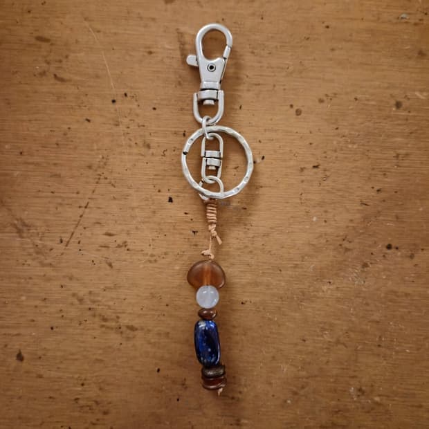 소뿔-아쿠아마린-라피스라줄리 열쇠고리
