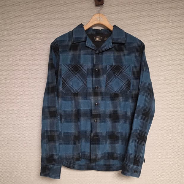 RRL 더블알엘 오픈 카라 체크 셔츠 M