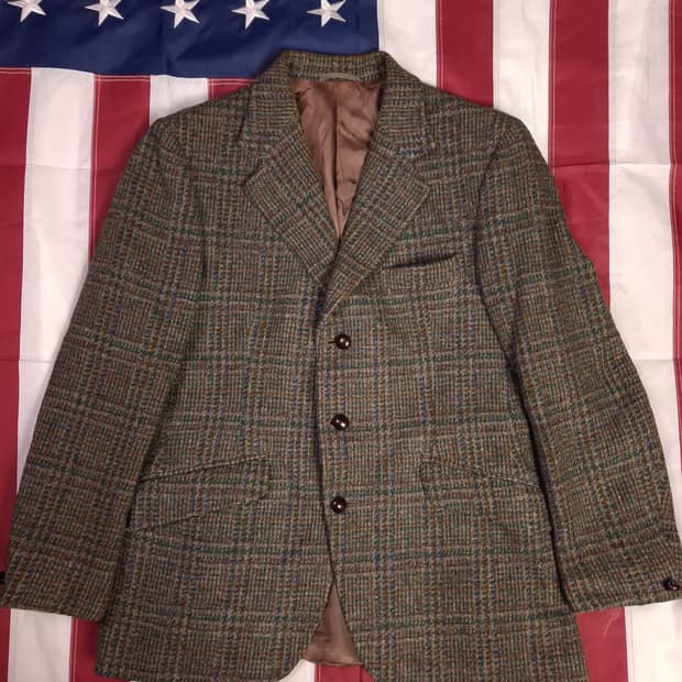 90's 일본판 해리스트위드 3버튼 블레이져