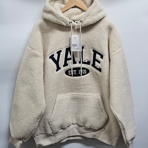 YALE 예일 뽀글이 후드티 아이보리 L 새상품