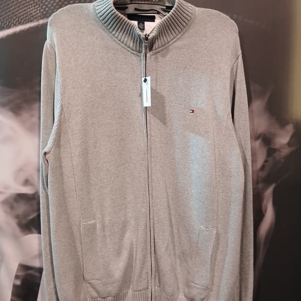 타미 힐피커 코튼 집업 가디건 그레이