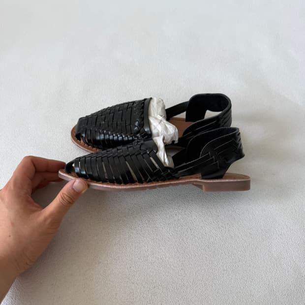 [EU37]Pre owned 레더 위밍 플랫 샌들