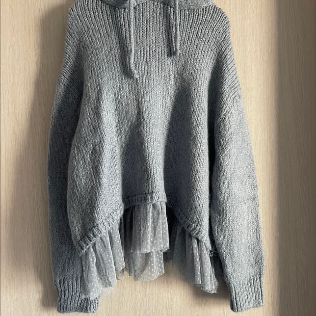 자라 니트 후드티 튜튜 레이어드 블루