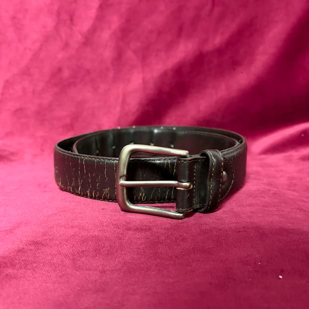 빈티지 리얼 레더 다크 브라운 벨트