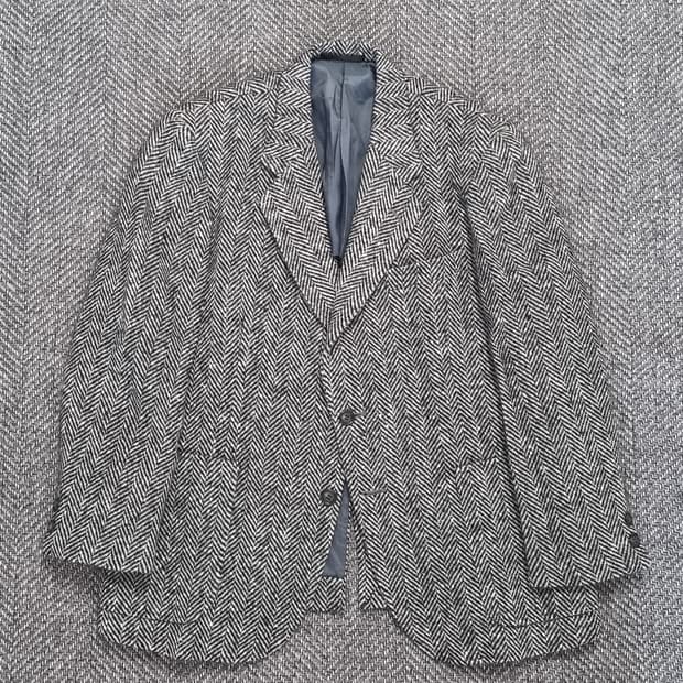 후카키유니버스 — 블랙 헤링본 트위드 자켓