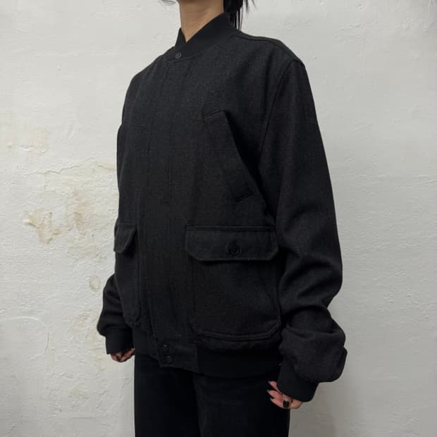ELEMENT 차콜컬러 울 혼방 히든 집업 4포켓 블루종 자켓