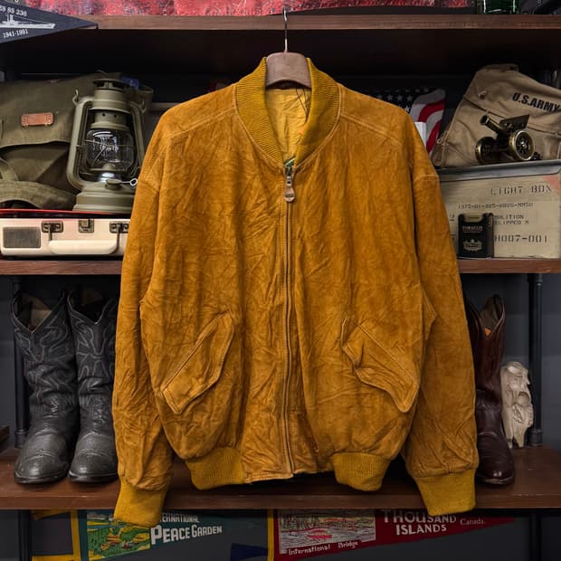 90s 휴고 보스 오리지널 리얼 레더 스웨이드 봄버 블루종 자켓 N242