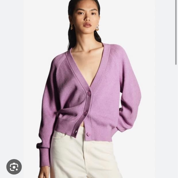 코스 리브드 니트 가디건